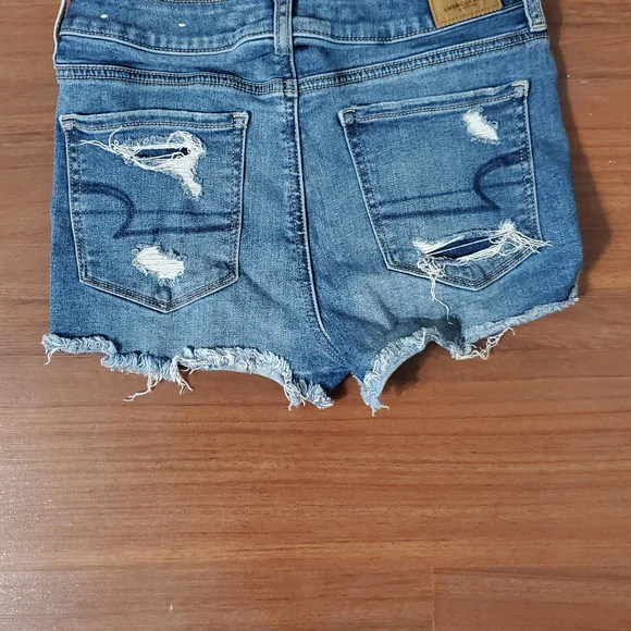 American Eagle Outfitters Blue Distressed Jean Shorts - Picture 2 of 5